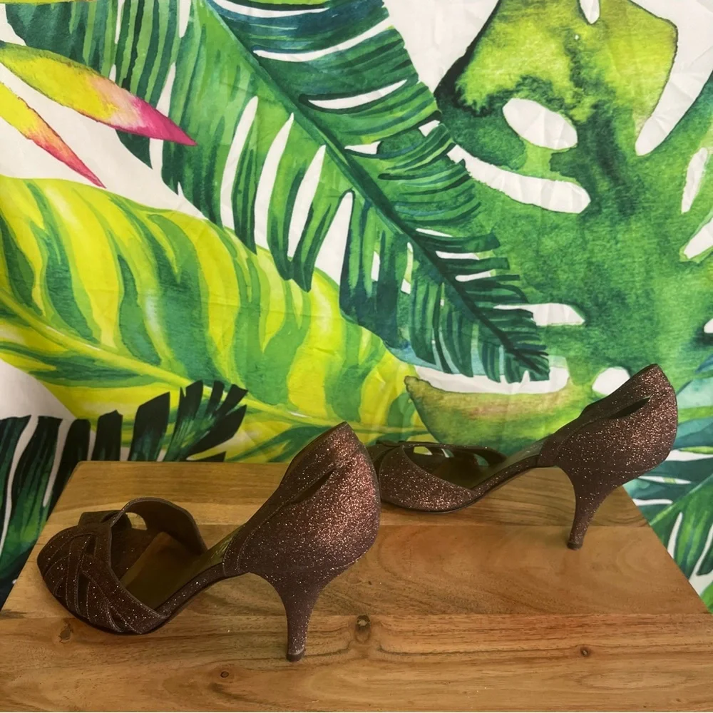 Anne Klein 8 Bronze Brown Glitter Shimmer Date Dressy Summer Stiletto Heels